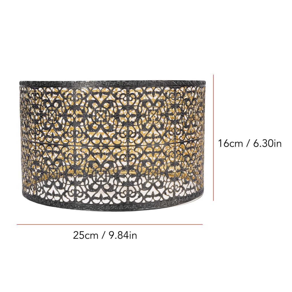 Metal Lampshade E14 E27 Iron Hollow Out Modern Decorative Cylinder Lamp Shade for Table Wall Ceiling Lamp Black and Gold