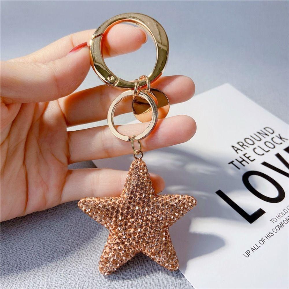 Five-Pointed Star Car Keyring Little Fresh Bag Pendant Creative Couple Keychain  Small Gift
