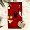 Serviette de Plage Crâne Araignée Gothique, Fond Rouge Impression Crâne Araignée Noire Serviette de Bain Surdimensionnée, Couverture de Plage d'Été Sèche et Audacieuse