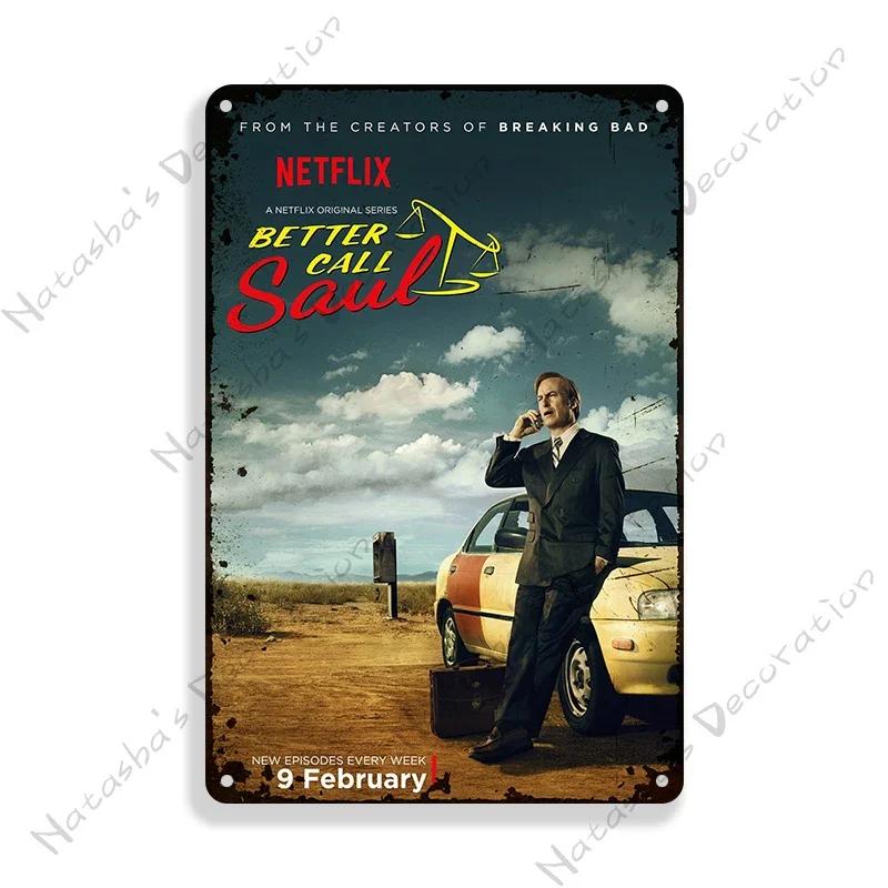 Klassisches Fernsehen Better Call Saul Dekorteller Metallteller Vintage Metall Blechschild Retro Poster Plakette Wand Industrielle Dekoration
