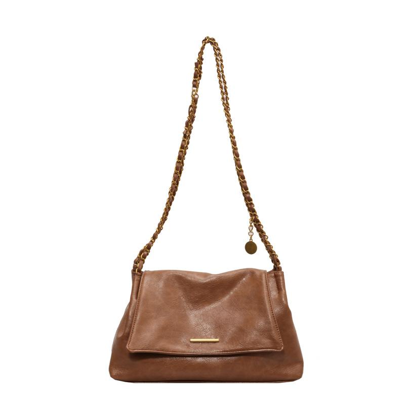 

Retro trend large-capacity underarm tote bag women s bag summer new high-end simple chain single shoulder oblique span bag коричневый
