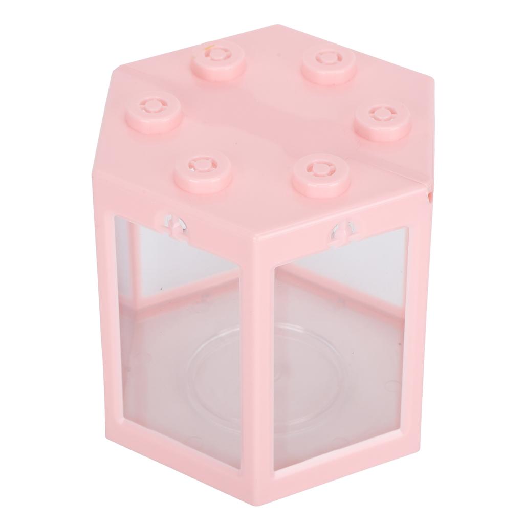 Small Hex Shape Fish Tank Desktop Plastic Fish Aquarium Decoration for Office/HomePink