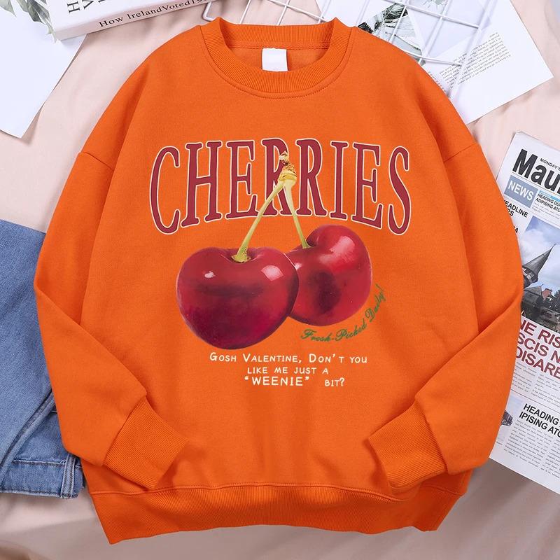 Cartoon Anime Paar Kapuzenpullover Europäische Größe Bedruckter Pullover Kirschen Kirschmuster
