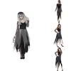 Elegant Ladies Womens Horror Zombie Costume Featuring Lace Hollow Long Sleeves