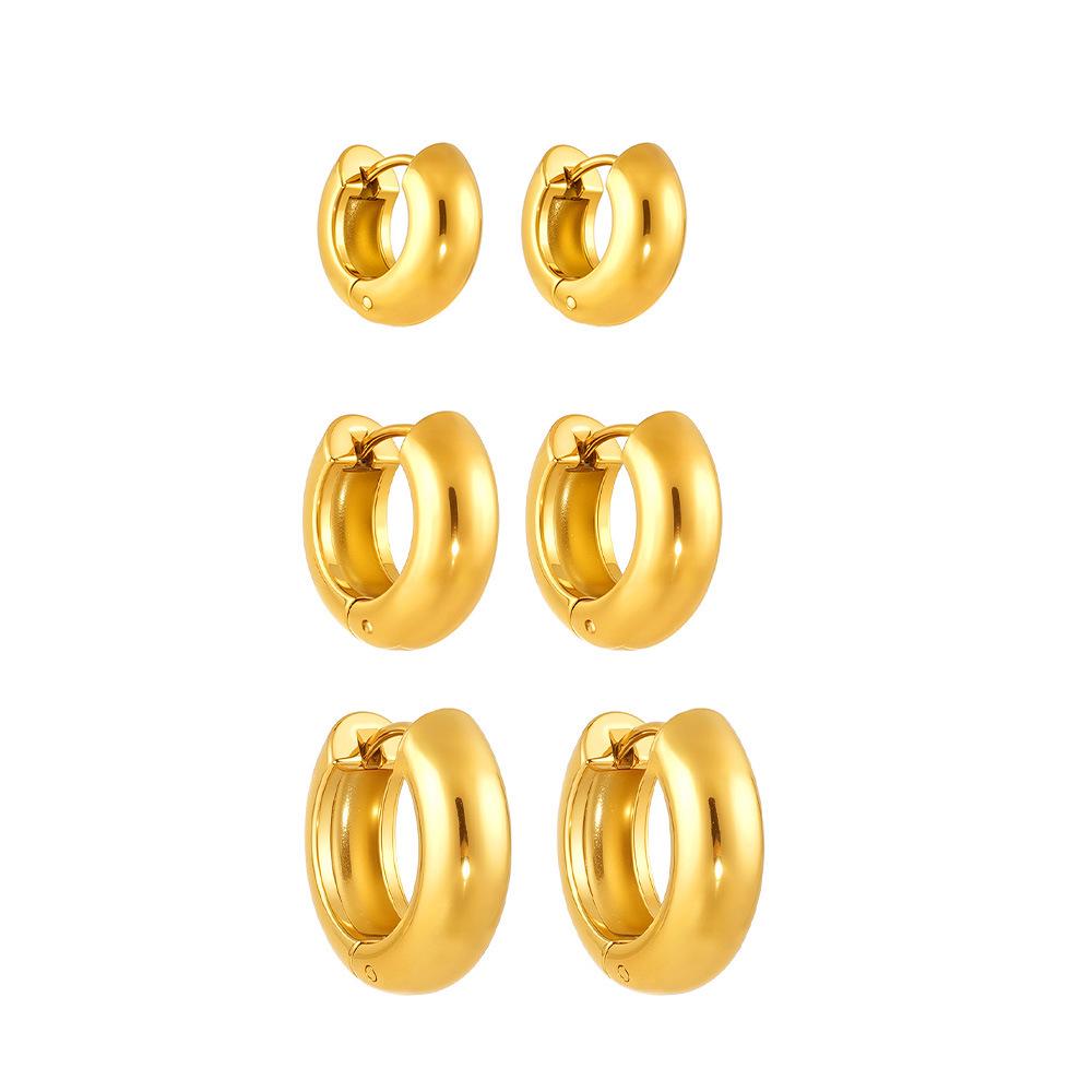 Qiong Yao 18K Gold Plated Stainless Steel Hoop Earrings - Simple, Fashionable Women's Jewelry