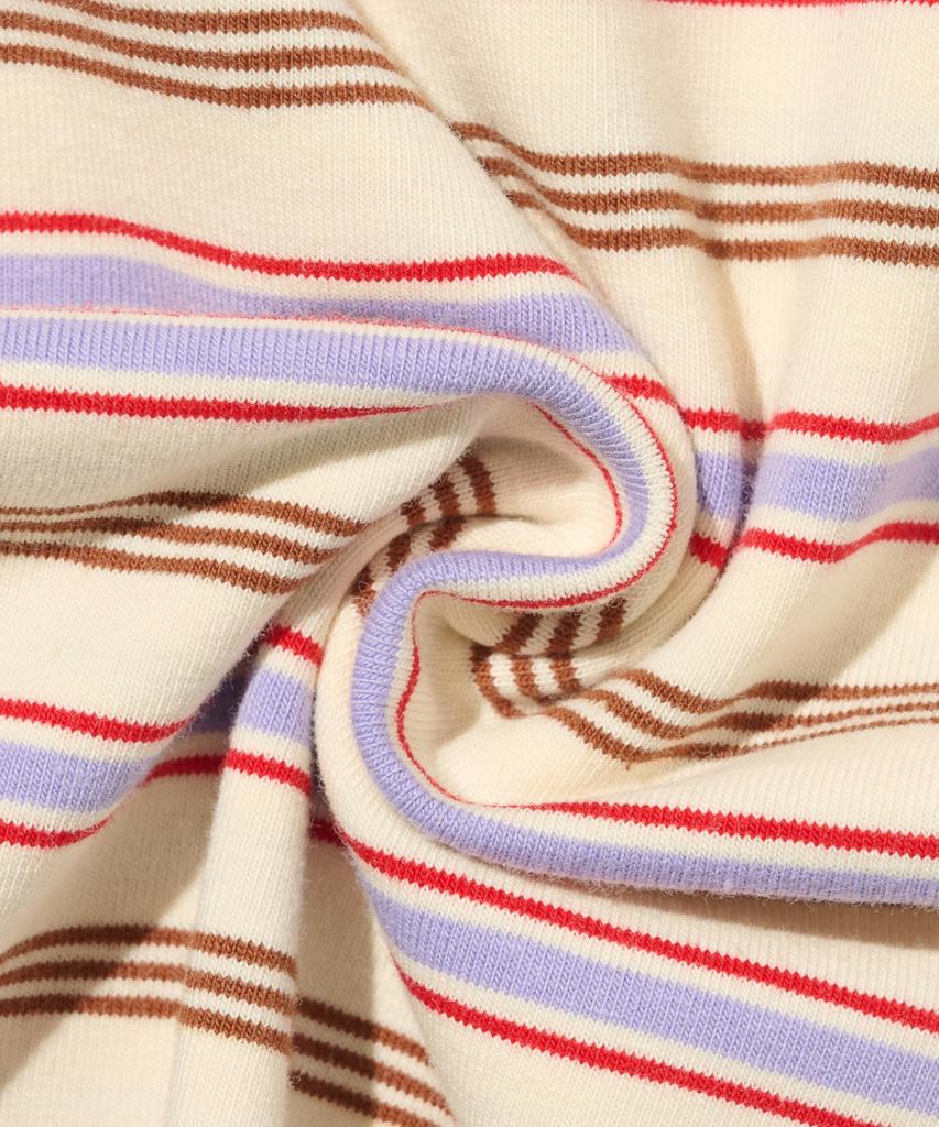 TAILOR STUDIO Authentic Soft Logo Stripe T-Shirt (Ivory/Purple)