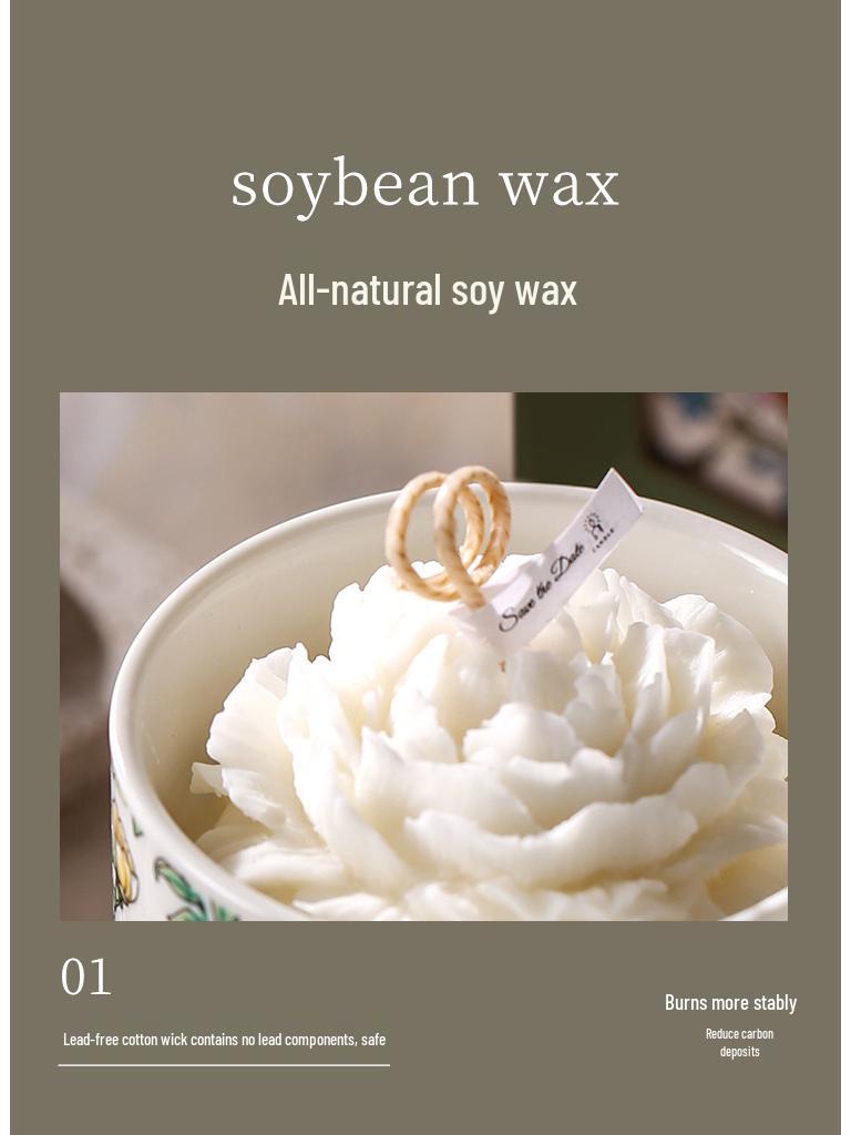 Camellia Scented Candle & Essential Oil Gift Set with Ceramic Diffuser - Hotel Room Fragrance & Deodorizer