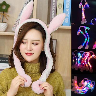 Rabbit Hat Ear Moving Jumping Hat Plush Hat Cap For Women Girls Party Hat Flash Of Light
