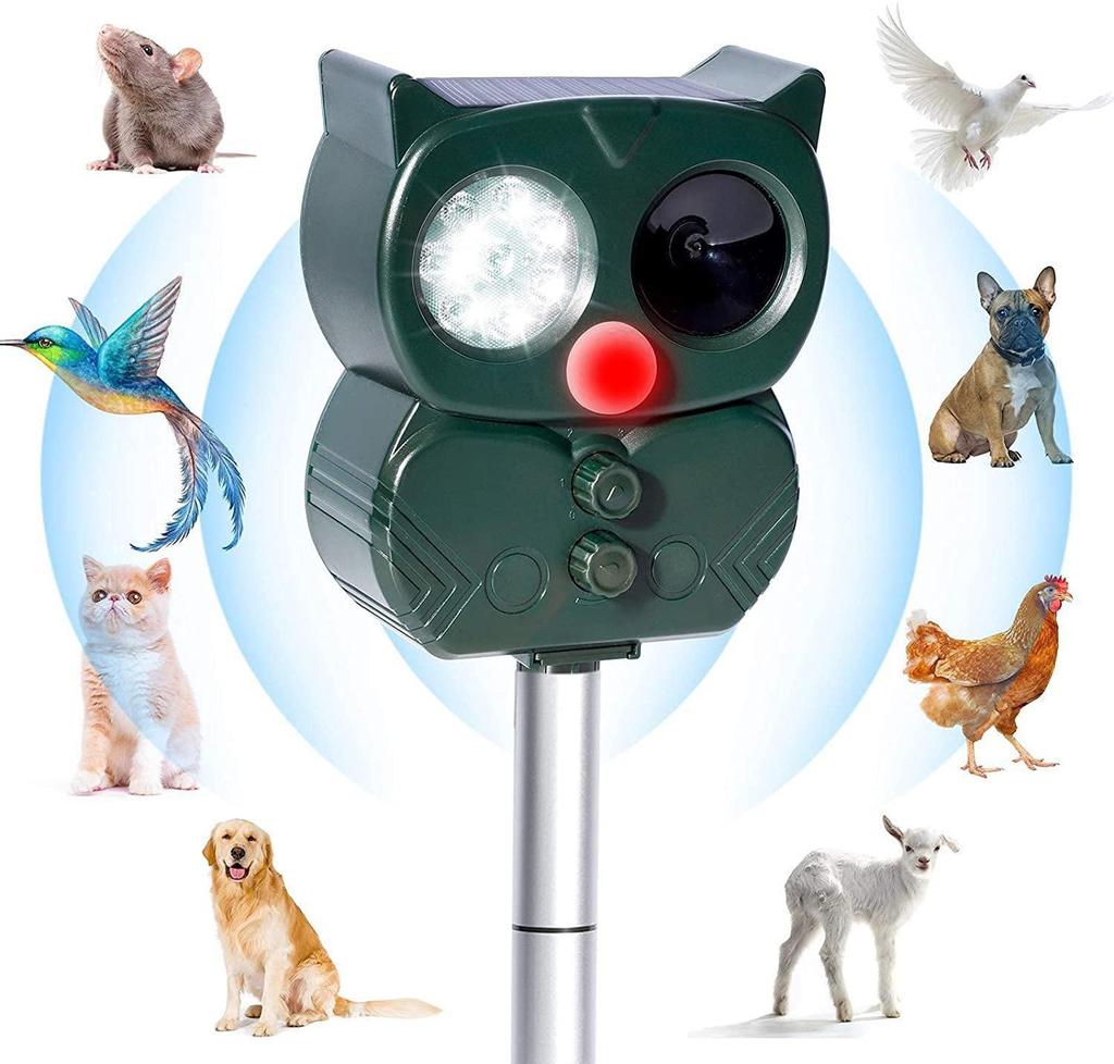 Solar-Powered LED Ultrasonic Animal Repeller with Infrared Induction