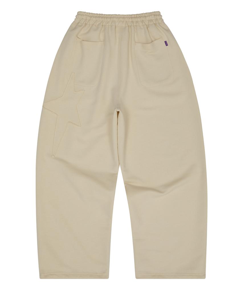 HOODHOOD Star Applique Embroidery Sweatpants Ivory