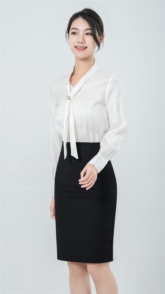 Syvent Black Office Plus Office Tight Suit Solid Business Pencil Skirt with Slit Women's Skirt, Size, Skirt, Skirt, Color,