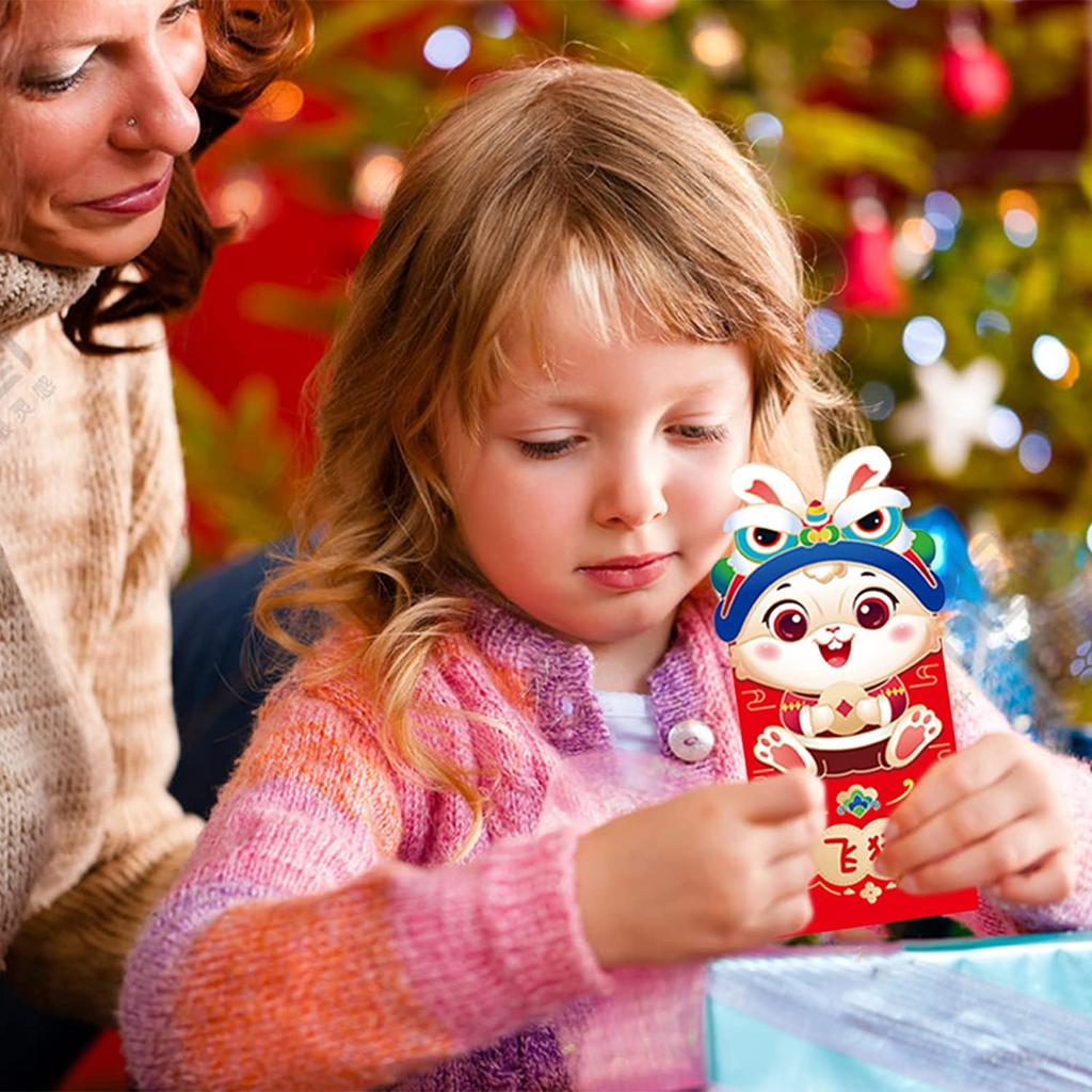 12KS Čínské červené obálky Čínský Nový rok Králík Rok Šťastné Peníze Obálky Červené kapsy Jarní festival Hong Bao Obálky