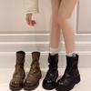 Short boots women's 2025 new spring and autumn thin boots thick-soled brown trousers single boots knight medium boots women's boots
