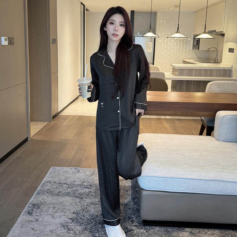 Autumn Two-piece Long-sleeved Trousers Jacquard Embroidered Suit Women's Pajamas Seasonal Style Pajamas
