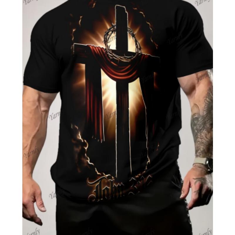 Herren Anime Print T-Shirt - Anime Charakter Print Rundhals Kurzarm Shirt, Maschinenwaschbar, Geeignet für Anime Kleidung und Party Outfits