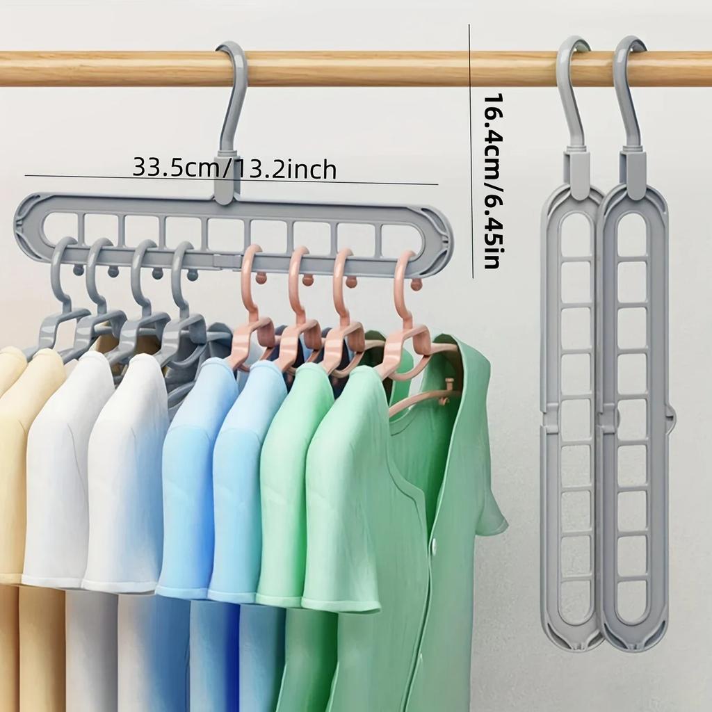 3pcs, Plastic 9-Hole Foldable Hangers, Heavy Duty Space Saving Clothes Organizer Hangers, For Room, Closet, Wardrobe, Home & Dor