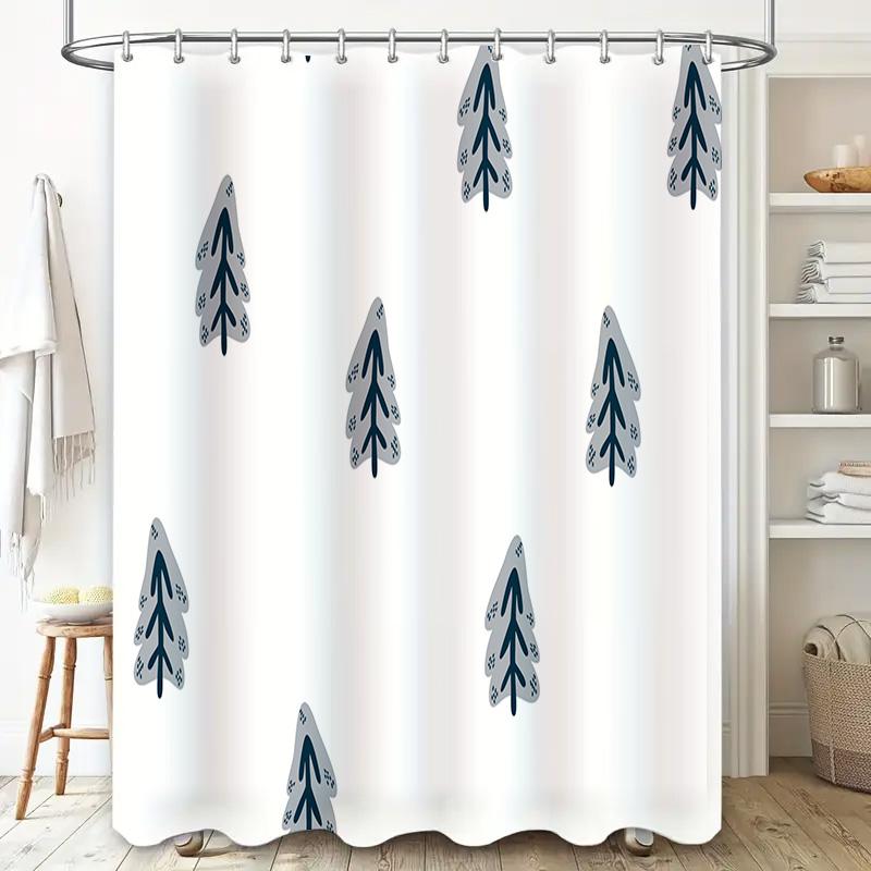 Modern Christmas Tree Pattern Bathroom Shower Curtain Waterproof Polyester Decoration for Home Bath Accessories