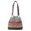 Große Schultertasche aus Canvas in Kontrastfarbe für Damen