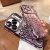 Luxury Plating Peacock Glitter Diamond Phone Case for 17 Pro Max Air 17 Pro 16 15 14 13 Soft Clear TPU Lens Film Cover
