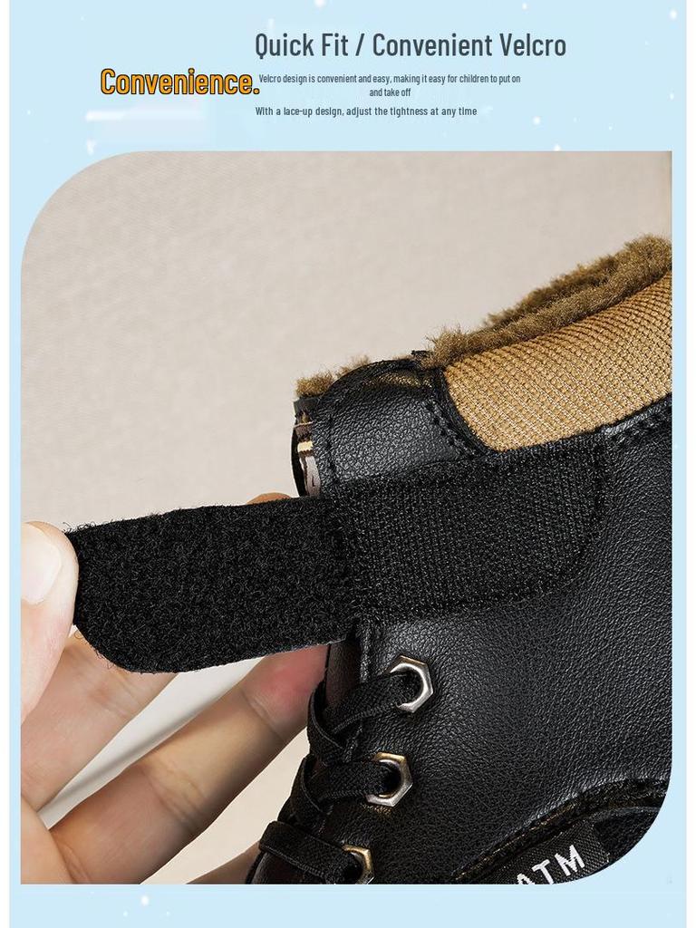 2025 Winter Girls' and Boys' Warm Cotton Martin Boots - Soft Sole, Trendy, for Primary School Students.
