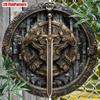 Warrior With Sword Metal Wall Poster Round 8x8 Inch Home Decor