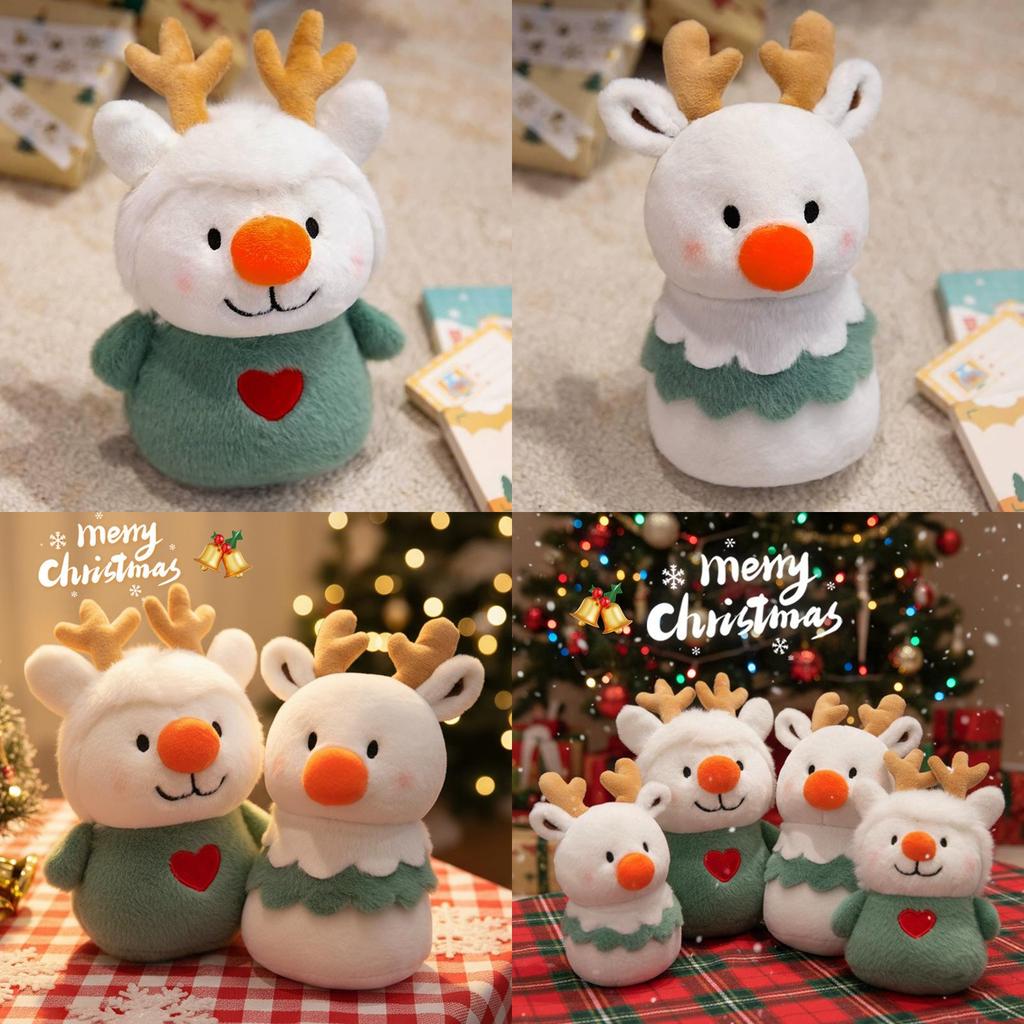 Christmas And Tree Reindeer Plush Toys With Clown Design For Festival Gifts
