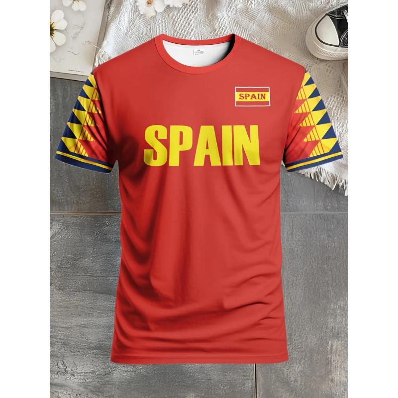 2026 Summer Spain Men's Football Jersey 3D Football Color Printed Crew Neck T-Sleeve