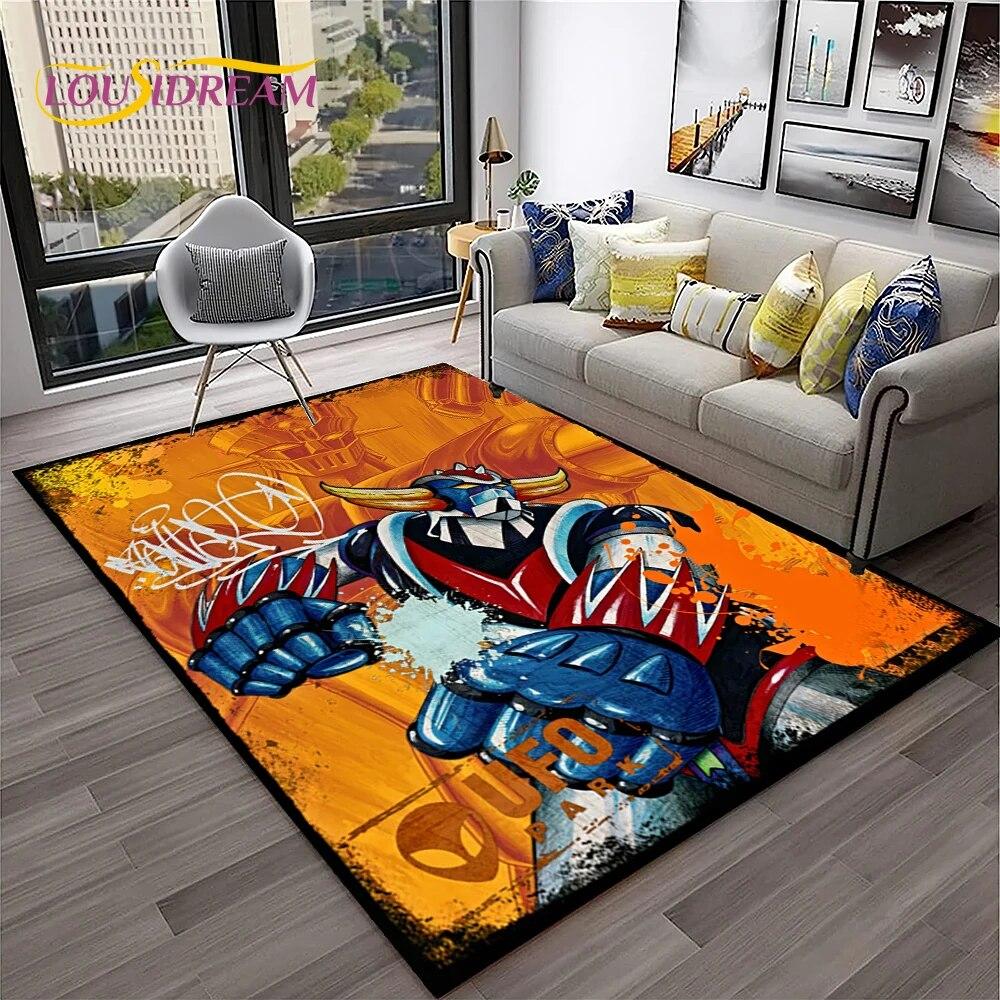 3D Cartoon UFO Robot Grendizer Anime Carpet Rug for Home Living Room Bedroom Sofa Doormat Decor,kids Area Rug Non-slip Floor Mat