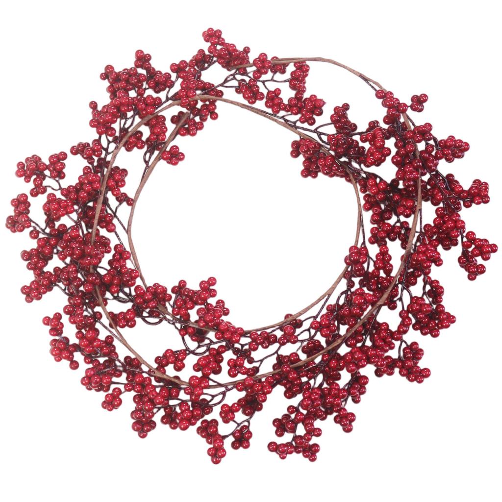 Red Berry Christmas Garland Multi-Purpose Holly Berries Artificial Garland Christmas Decoration Wreath Outside Winter Wall Decor