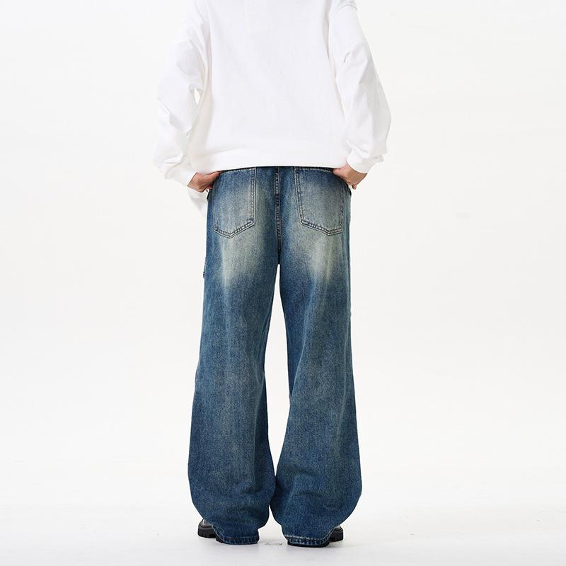 Wide-leg Jeans Men's Design Loose Straight Retro Paratrooper Pants