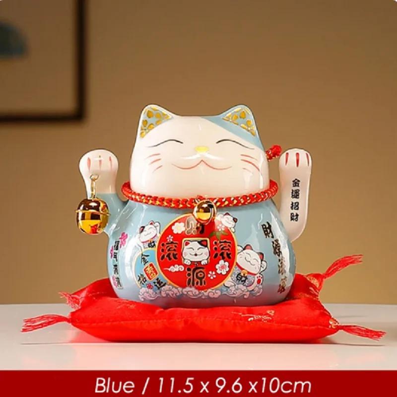 4.5" Ceramic Maneki Neko with Battery-Powered Waving Arm - Lucky Home Centerpiece Gift Box (Durable, Eco-Friendly, Easy to Use)