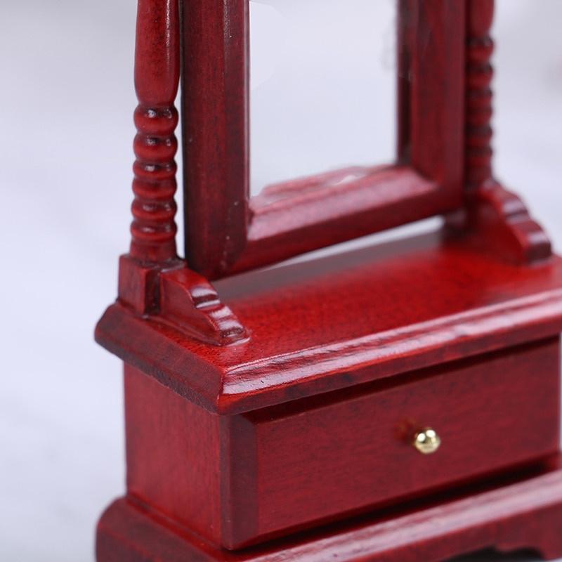 1:12 Mini Doll House Full-Length Dressing Mirror Model with Drawer Accessory Room Furniture Toy