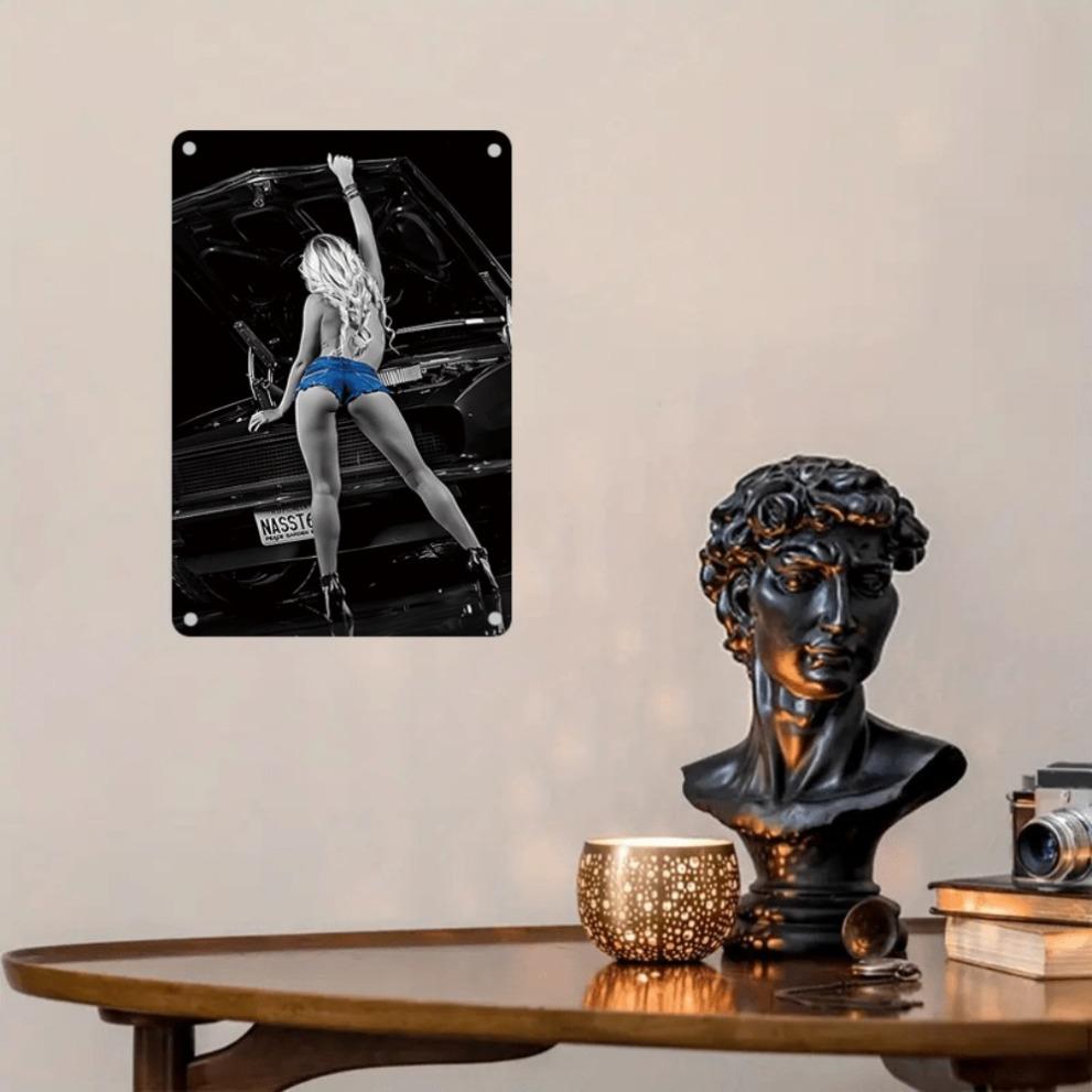 Vintage Metal Wall Art Retro Car Model Decor 7.9x11.9 Inch - Easy To Hang Ideal Gift For Home Bar Cafe Garage