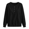 Women's Button Front Neck Pullover Sweatshirt Long Sleeve Color