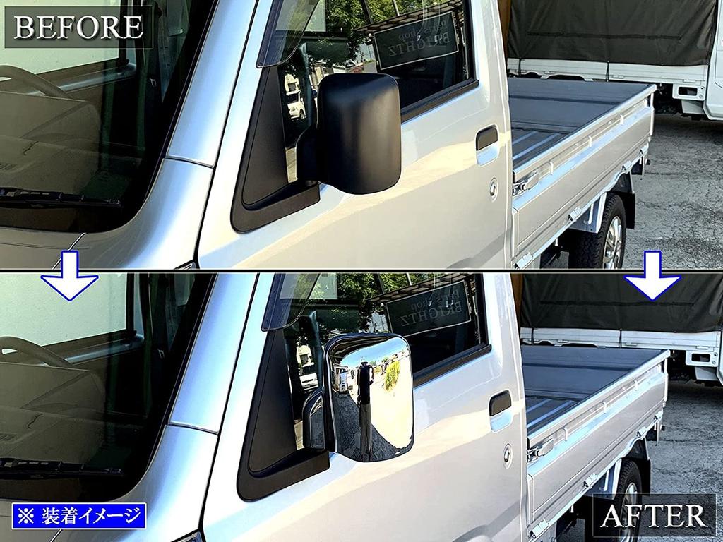 BRIGHTZ Hijet Truck Jumbo S500P S510P Chrome Door Mirror Cover J Type S500 S510 S 500 510 Hijet Truck Jumbo [MIR-SID-112]