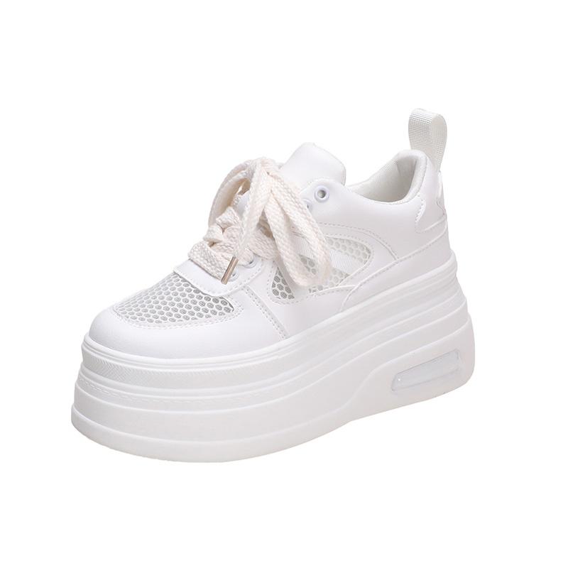 Fashion 8CM Thick Bottom Women Sneakers New 2024 Spring Summer Lace-up Breathable Mesh Platform Sports Dad Shoes Zapatos De Mujer