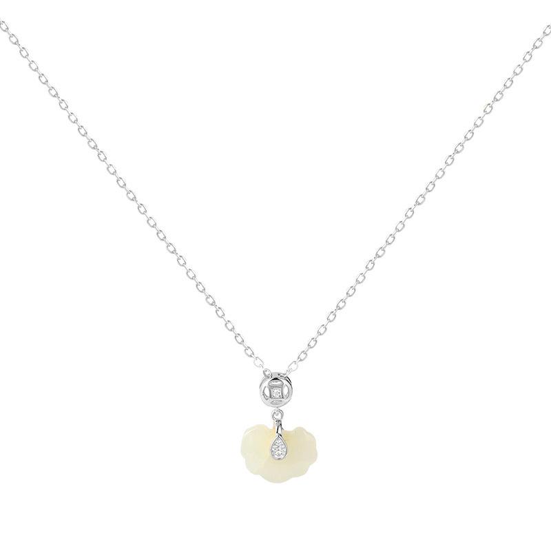 

Ожерелье из стерлингового серебра S925, национальный тренд, старинный стиль, кулон с замком Ruyi Xiangyun, ожерелье из белого нефрита с замком и бриллиантами