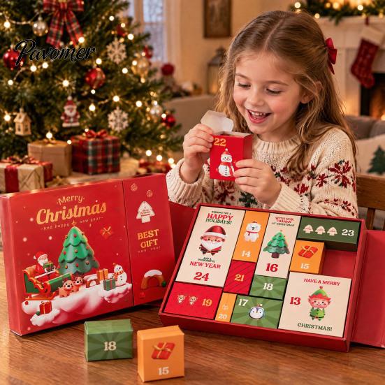 Reusable Gift Packaging Box Empty Advent Calendar Boxes to Fill, 12 Days Fillable Christmas Countdown Hard Cardboard Present Set, Holiday Numbered