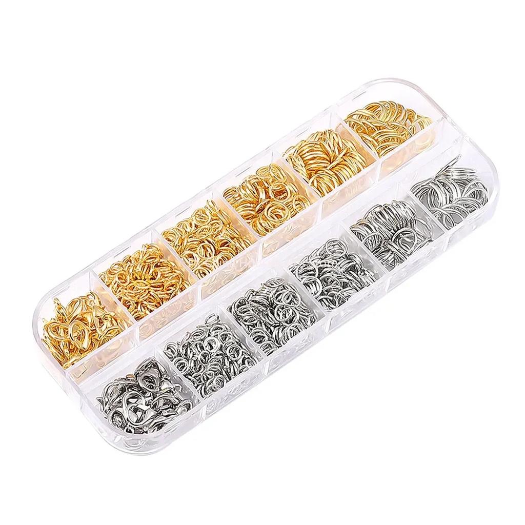 1200 Pcs Gold Silver Jump Rings Lobster Clasps Kit With Pliers For DIY Necklace Earring Jewelry Making