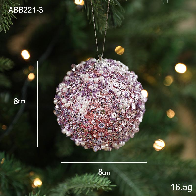 8cm Sequin Foam Christmas Tree Ornament Ball