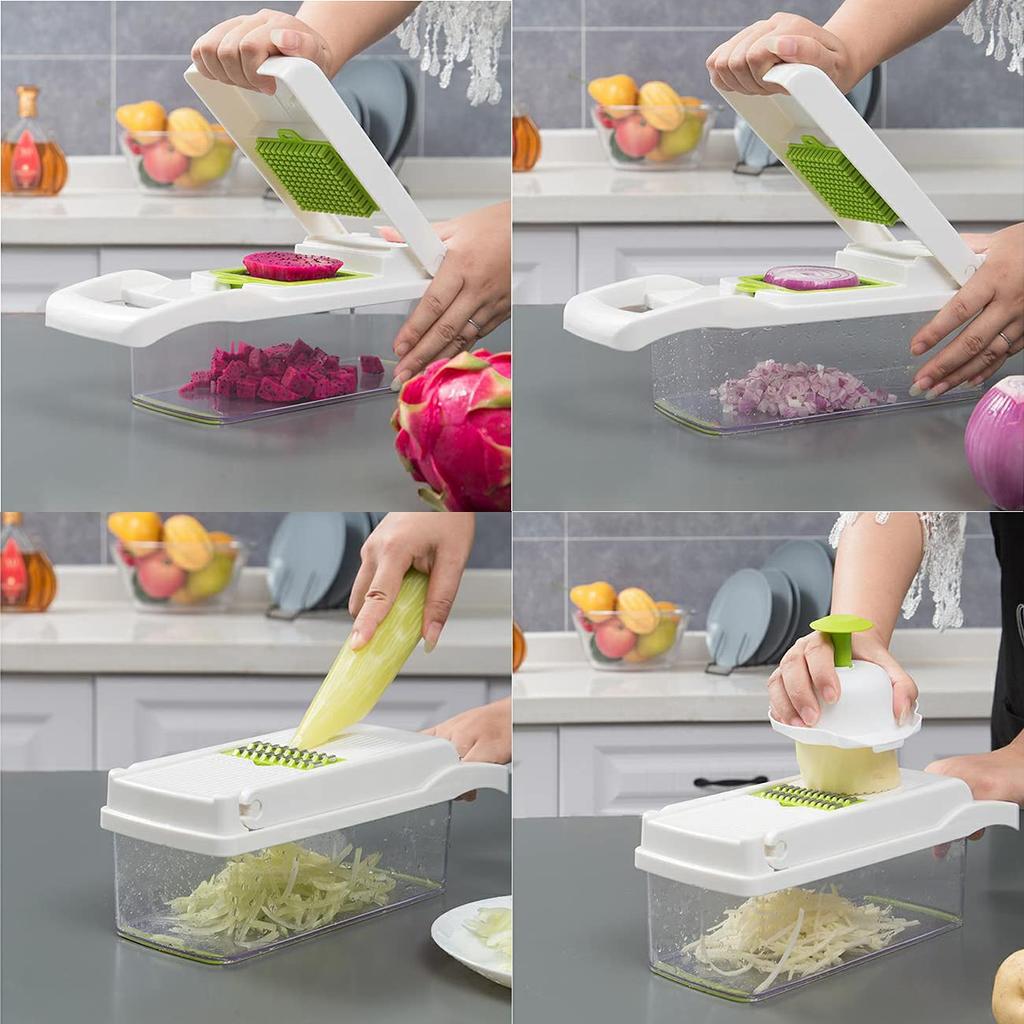 FOOKO 8 in Kochen Daikon Rettich Reibe Hobel Hergestellt mit Handschutz Edelstahl Weißer Hobel, 1, Multifunktional, Gemüse, Kohl, Julienne, Gerät,