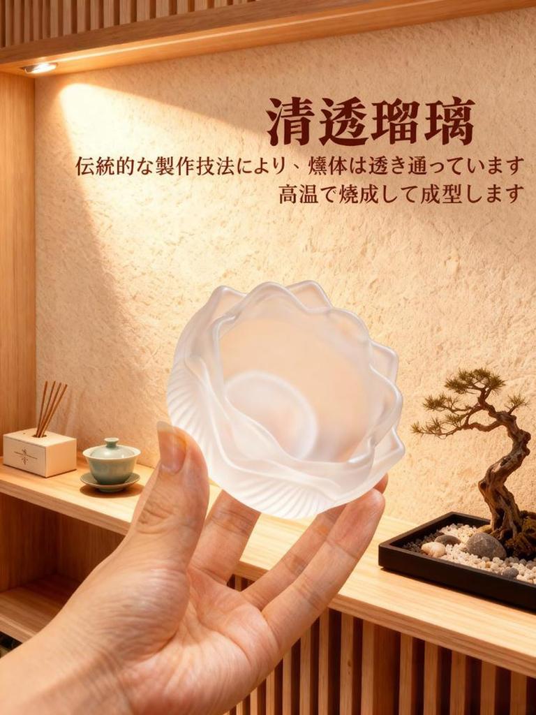 GLSKJGS Mini Incense Holder for Buddhist Altars, Transparent Lapis Lazuli, Lotus Flower Shape with Nine Holes, Cute and Stylish Buddhist Altar