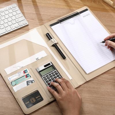 Multifunctional File Folder A4 Document Clipboard Folder with Calculator Pen Slot Card Holder Portfolio Folder with Documents Clip for Business Office