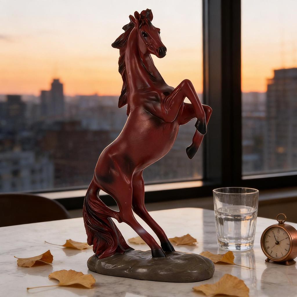 Horse Sculpture 2026 Chinese New Year Collectible Figurines Red Horse Decor Animal Statues for Living Room Bedroom Office