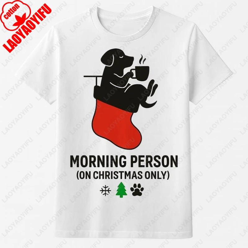 

Funny Christmas Merry Xmas Santa Tshirt Festival Holiday Humor Men Women Cotton Tops Cute Puppy Dog Drinking Tea Pattern Tees 4XL