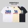 Tricou Essentials NBA cu Imprimeu și Gât Rotund pentru Bărbați, Supradimensionat, Bumbac, Mânecă Scurtă, Top Casual