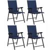 Folding Garden Chairs Set of 4, Foldable Garden Dining Chairs with High Back, Armrests, Texteline Seat, Navy Blue