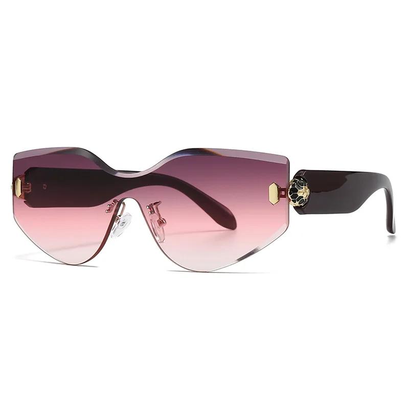 Vintage  Rimless Oversized Sunglasses Women For Men Luxury Brand Design Sun Glasses Punk Popular Rivet Irregular Shades Uv400