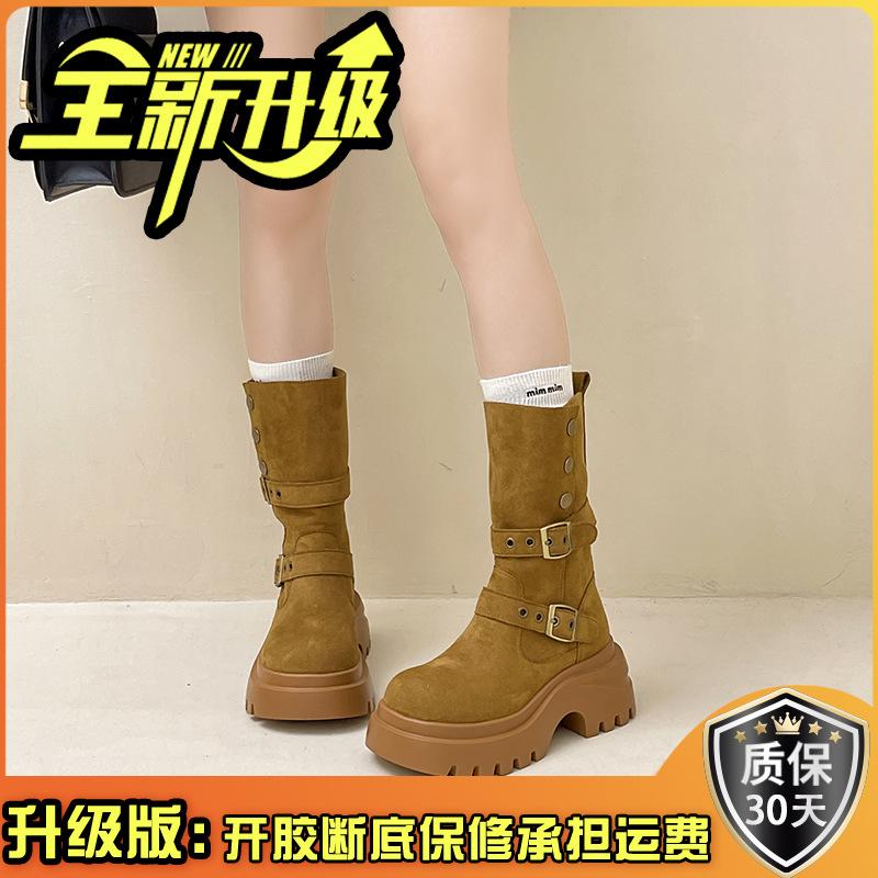 Retro thick-soled heightened two-wear women's Martin boots autumn and winter fashion versatile belt buckle new fashion boots short boots