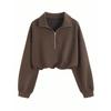 Women S Half Zip Long Sleeve Cropped Sweatshirt With Drawstring Y2k Style